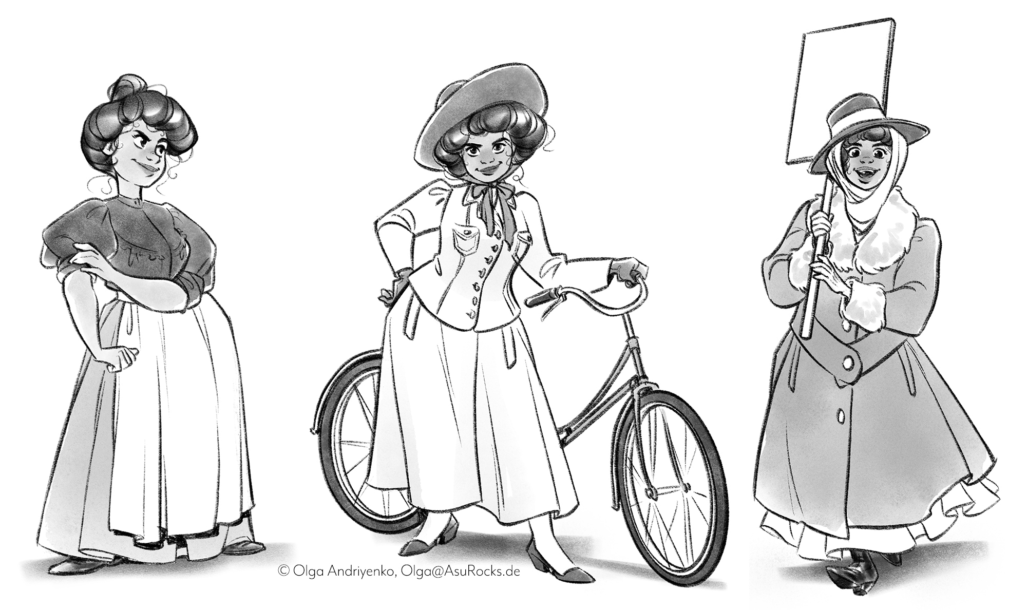 character design for suffragette character